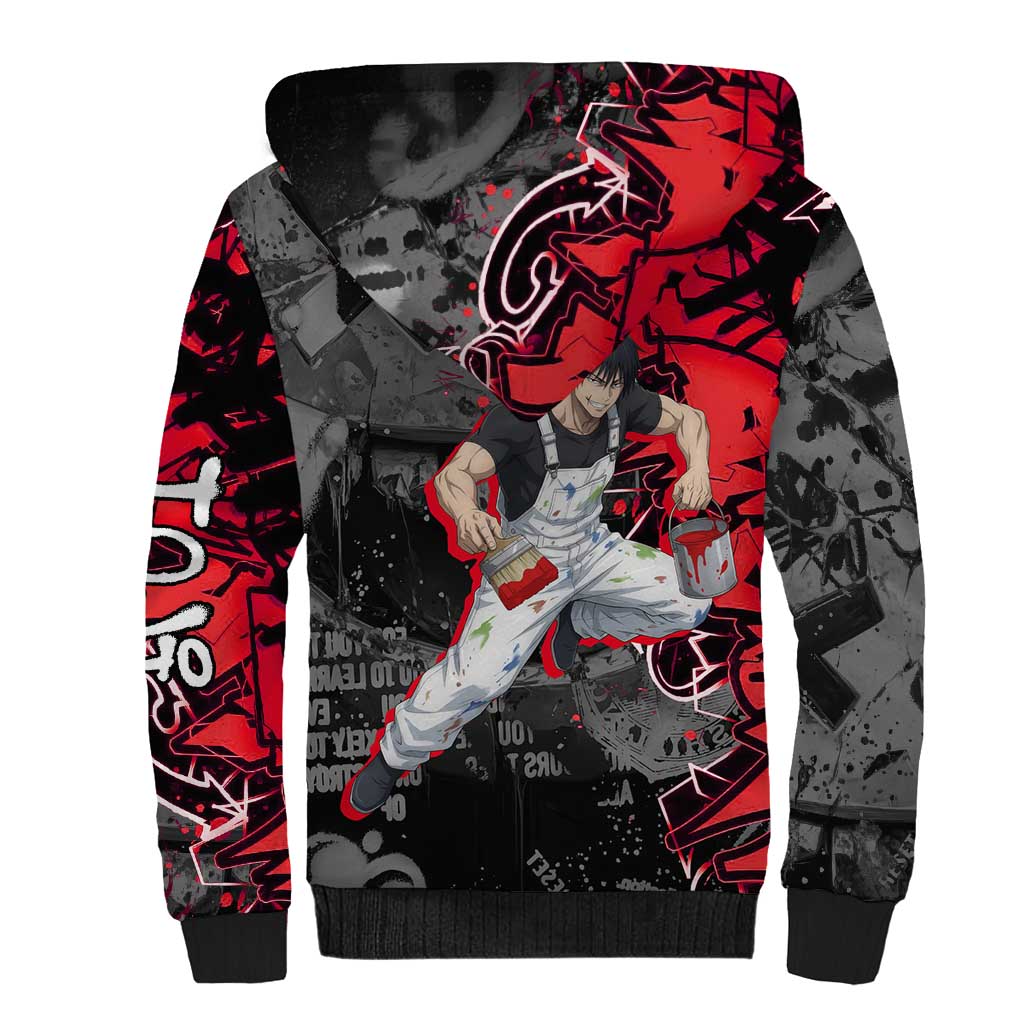 Toji Fushiguro Sherpa Hoodie Urban Graffiti Anime Style