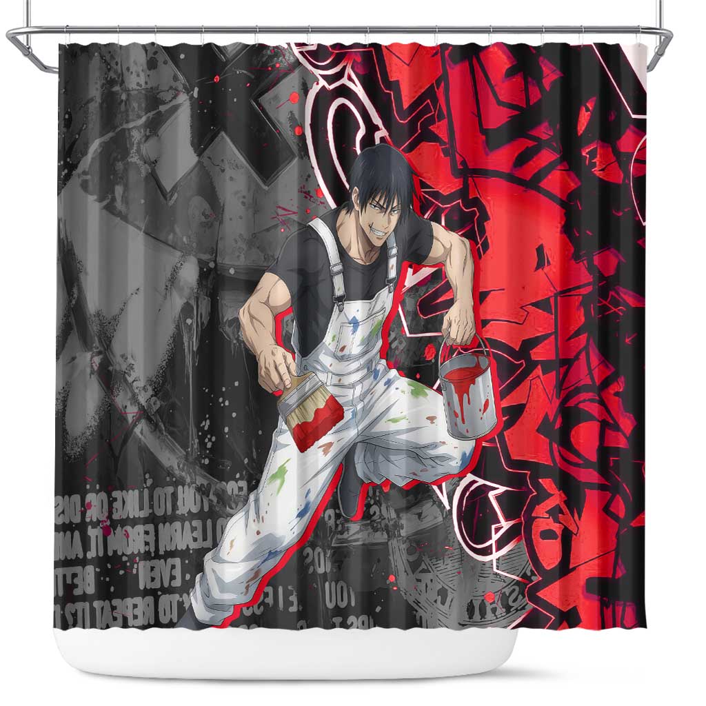 Toji Fushiguro Shower Curtain Urban Graffiti Anime Style