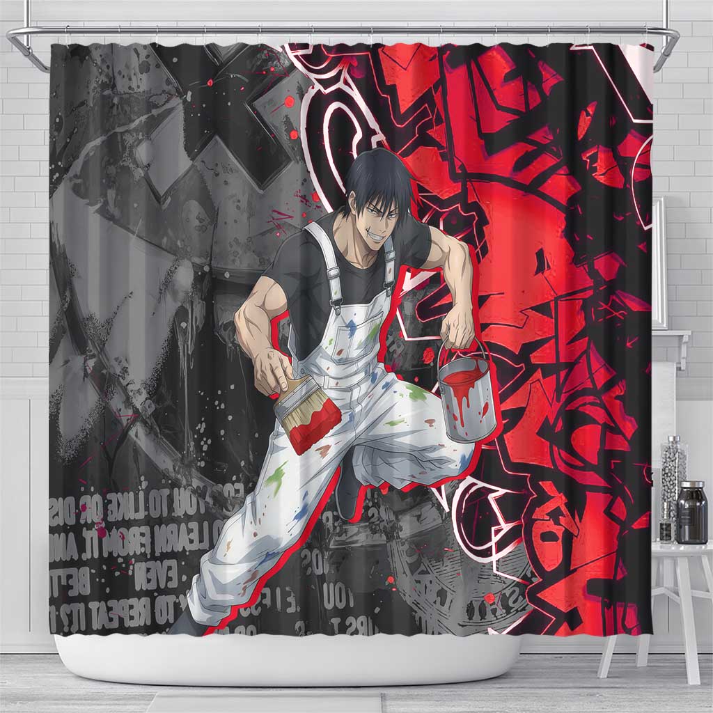 Toji Fushiguro Shower Curtain Urban Graffiti Anime Style
