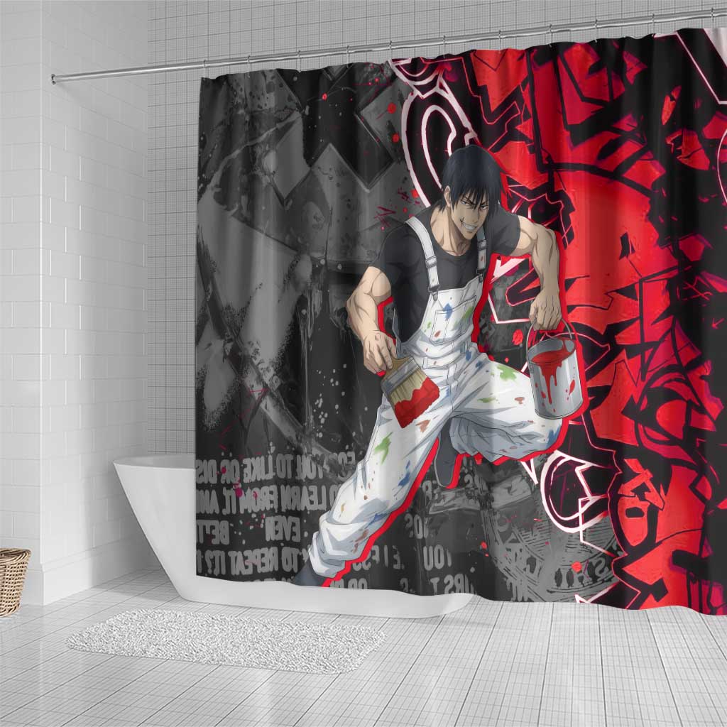 Toji Fushiguro Shower Curtain Urban Graffiti Anime Style