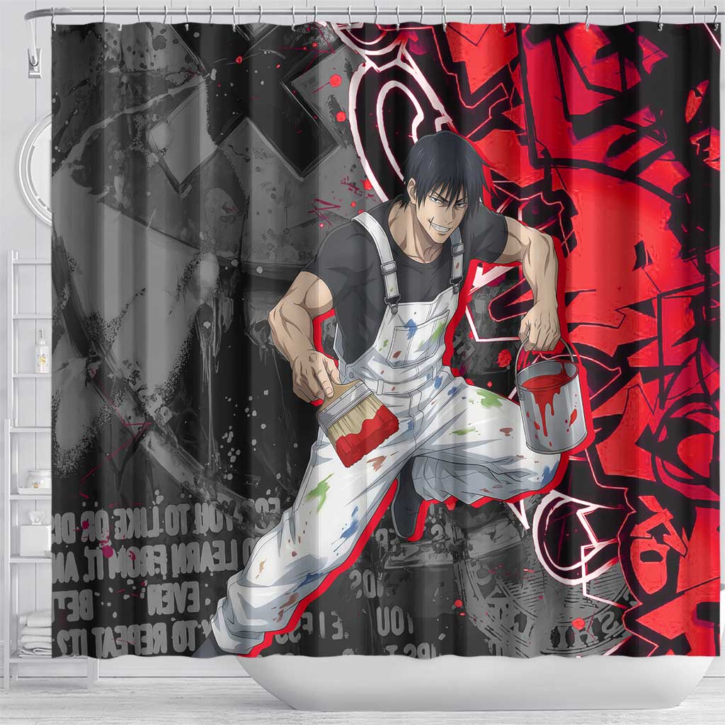 Toji Fushiguro Shower Curtain Urban Graffiti Anime Style