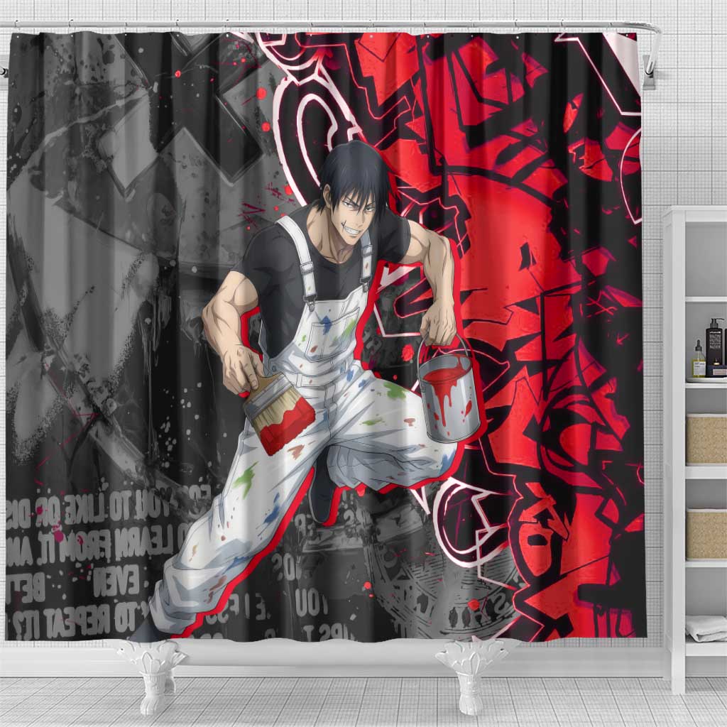 Toji Fushiguro Shower Curtain Urban Graffiti Anime Style