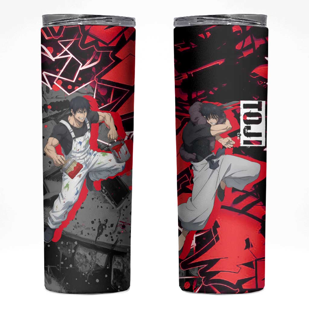 Toji Fushiguro Skinny Tumbler Urban Graffiti Anime Style