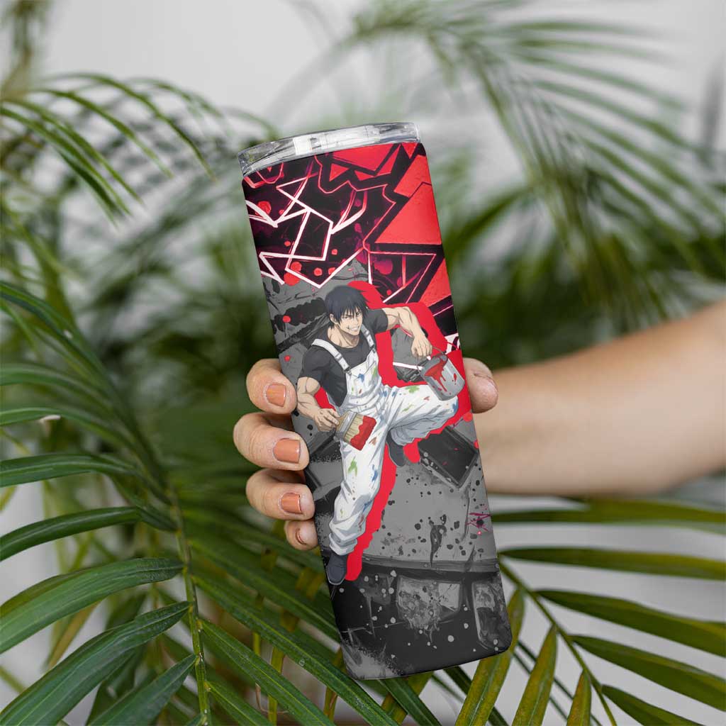 Toji Fushiguro Skinny Tumbler Urban Graffiti Anime Style