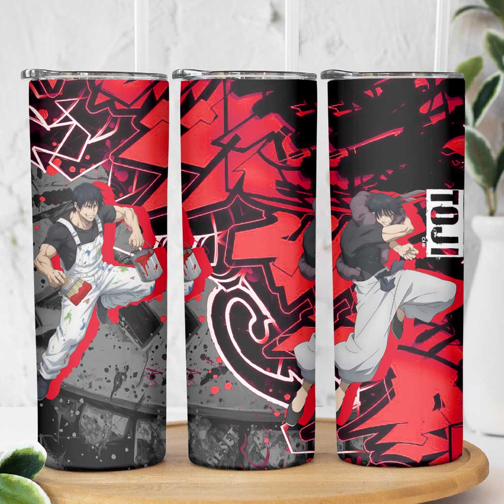 Toji Fushiguro Skinny Tumbler Urban Graffiti Anime Style