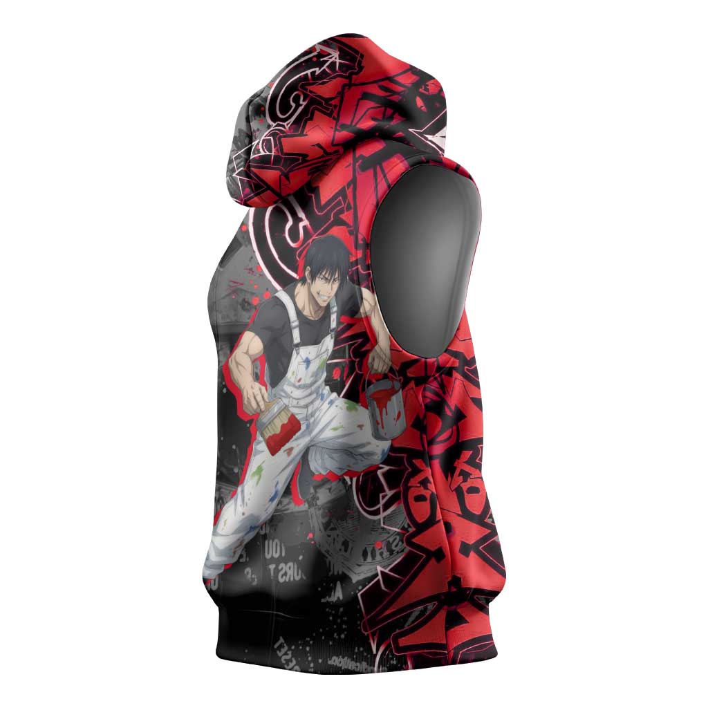 Toji Fushiguro Sleeveless Hoodie Urban Graffiti Anime Style