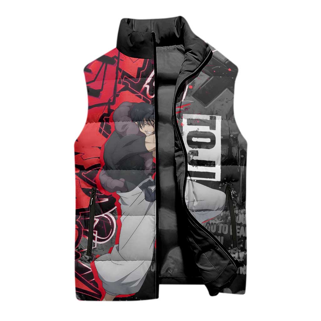 Toji Fushiguro Sleeveless Puffer Jacket Urban Graffiti Anime Style