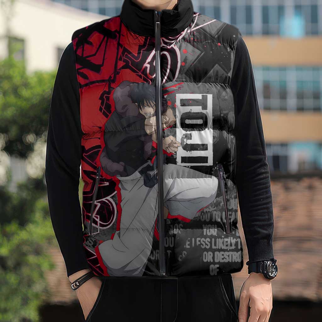 Toji Fushiguro Sleeveless Puffer Jacket Urban Graffiti Anime Style
