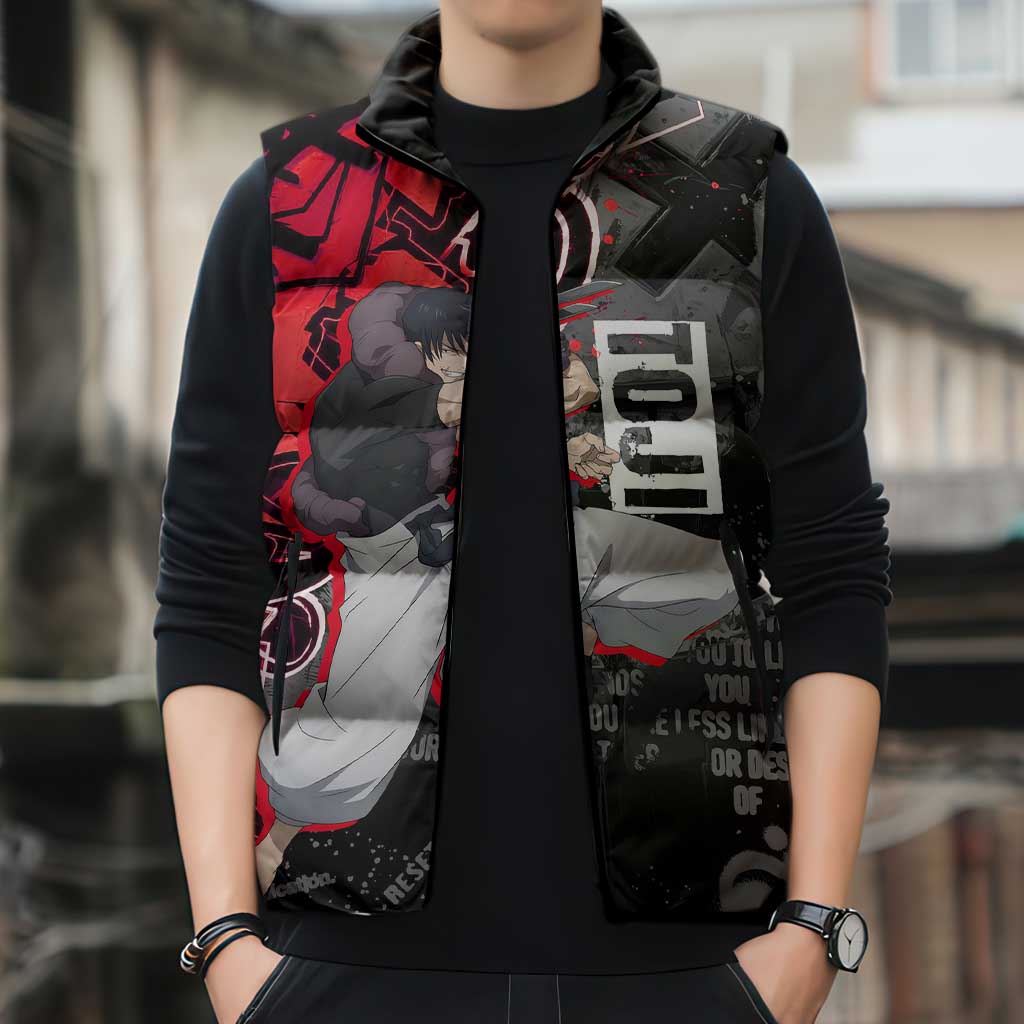 Toji Fushiguro Sleeveless Puffer Jacket Urban Graffiti Anime Style