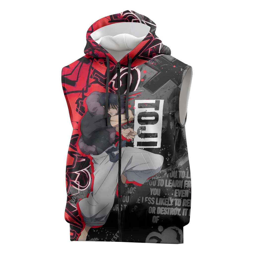Toji Fushiguro Sleeveless Zip Hoodie Urban Graffiti Anime Style