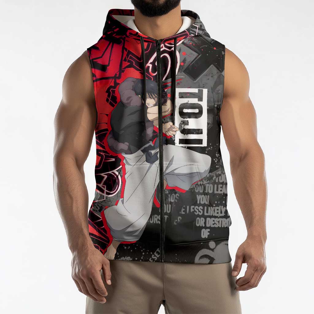 Toji Fushiguro Sleeveless Zip Hoodie Urban Graffiti Anime Style