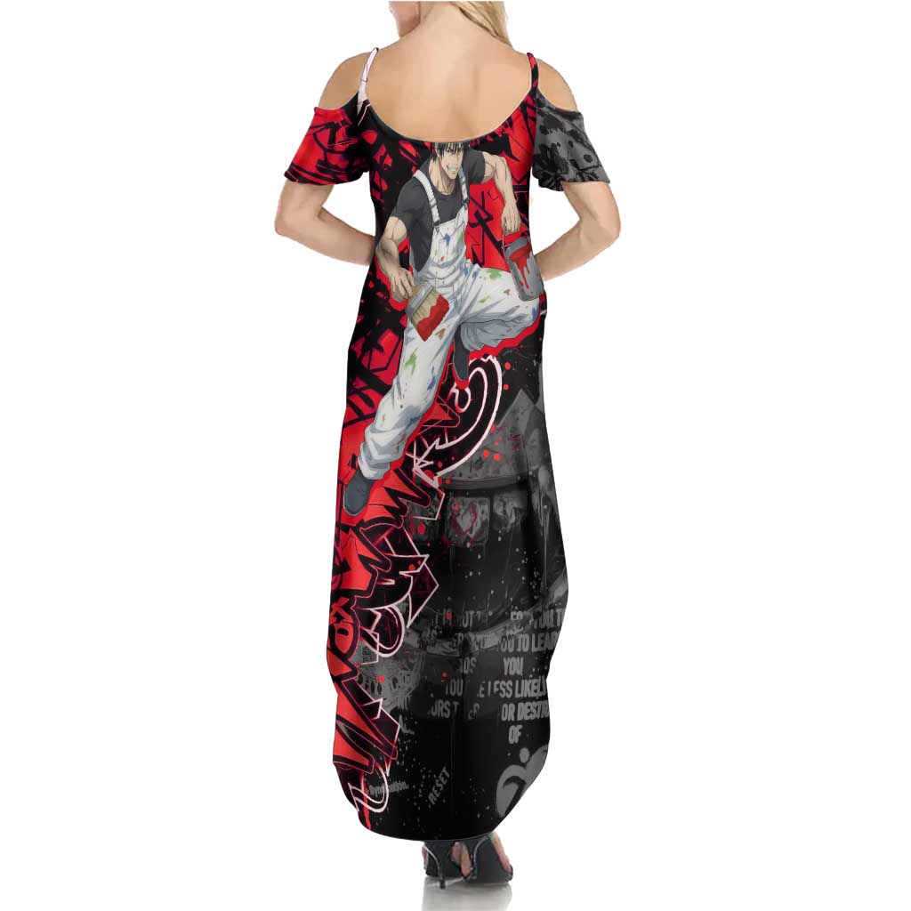 Toji Fushiguro Summer Maxi Dress Urban Graffiti Anime Style