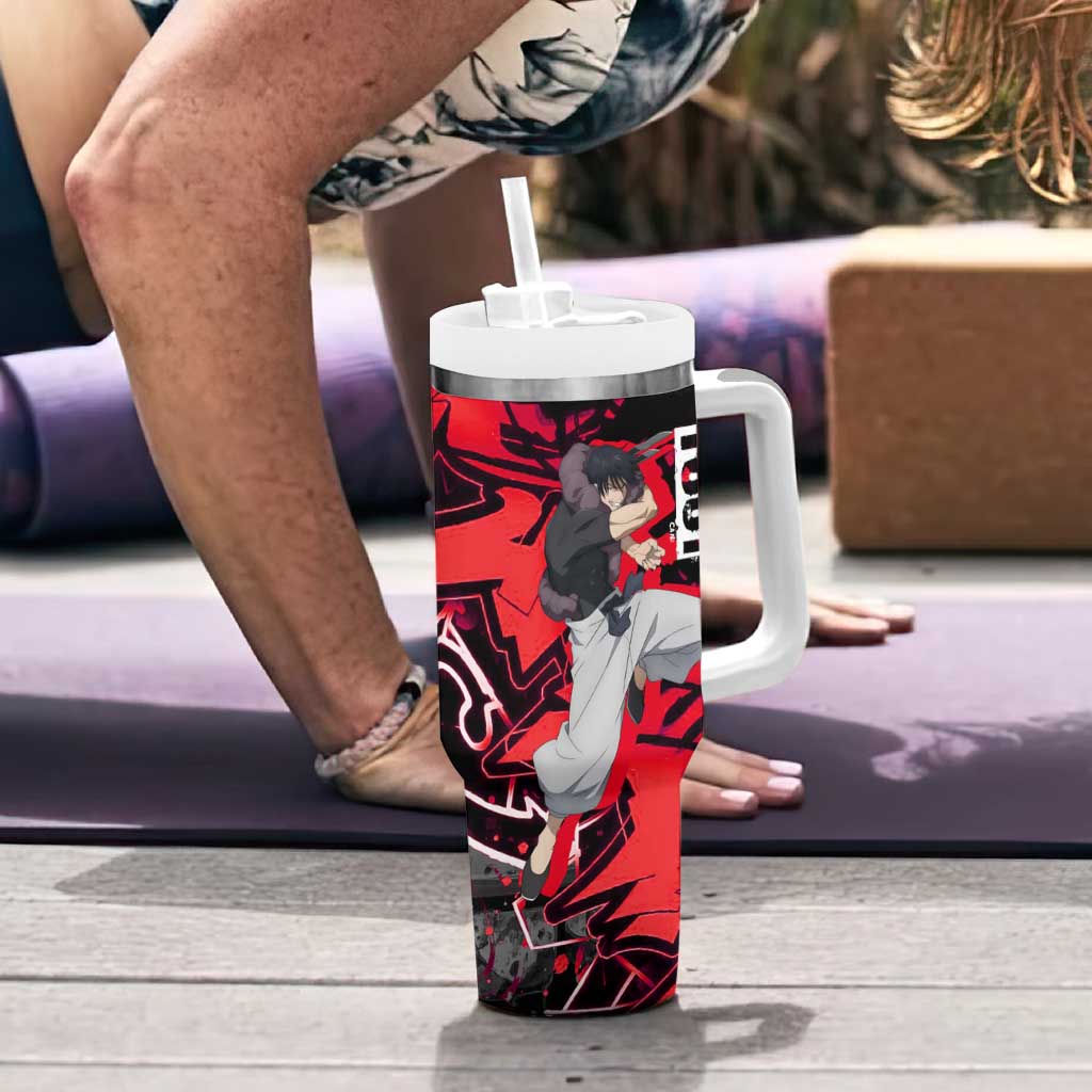 Toji Fushiguro Tumbler With Handle Urban Graffiti Anime Style