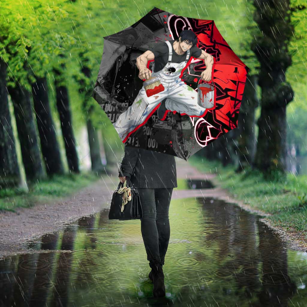 Toji Fushiguro Umbrella Urban Graffiti Anime Style
