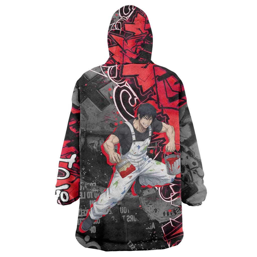 Toji Fushiguro Wearable Blanket Hoodie Urban Graffiti Anime Style