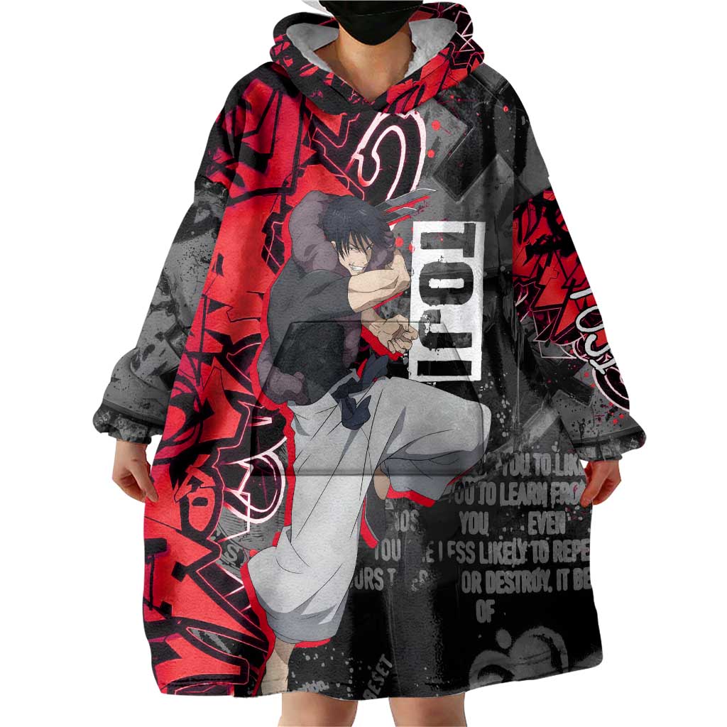 Toji Fushiguro Wearable Blanket Hoodie Urban Graffiti Anime Style