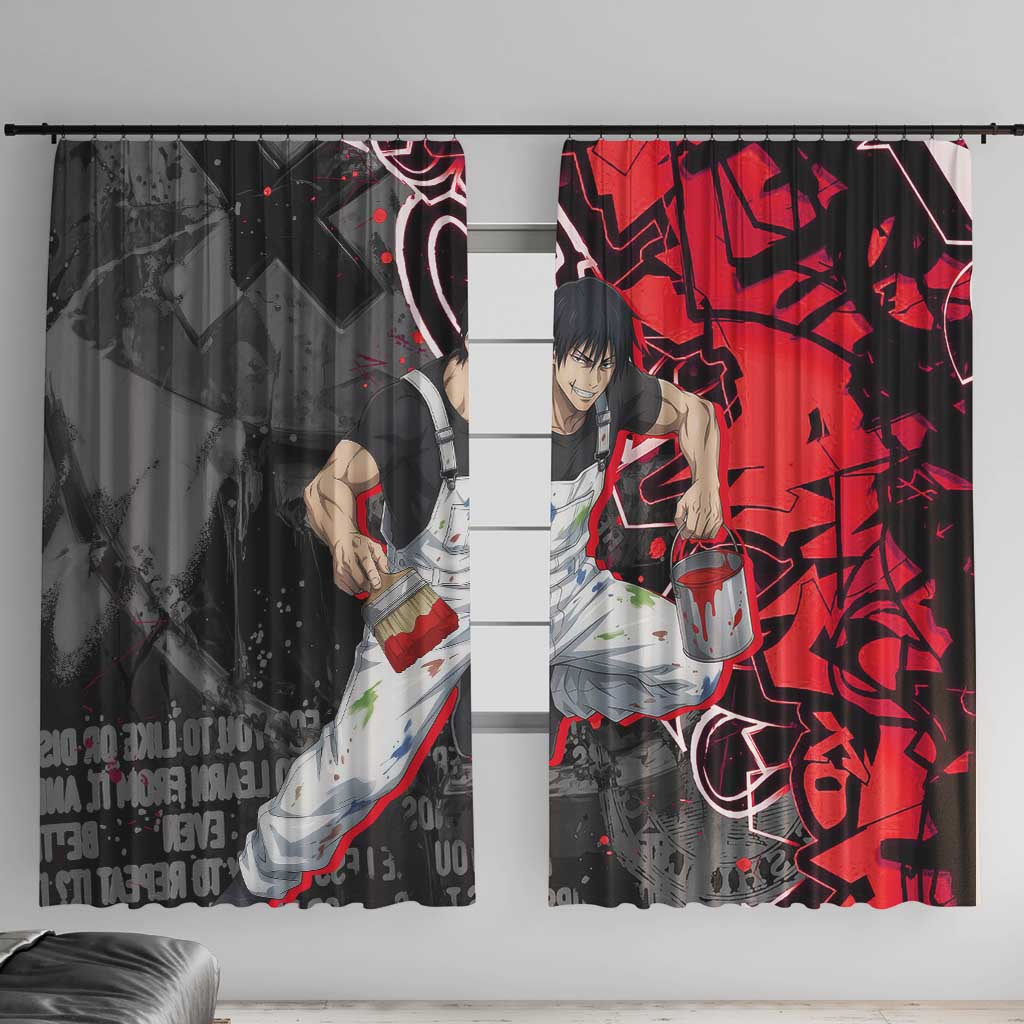 Toji Fushiguro Window Curtain Urban Graffiti Anime Style