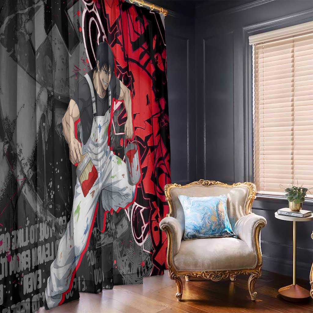 Toji Fushiguro Window Curtain Urban Graffiti Anime Style