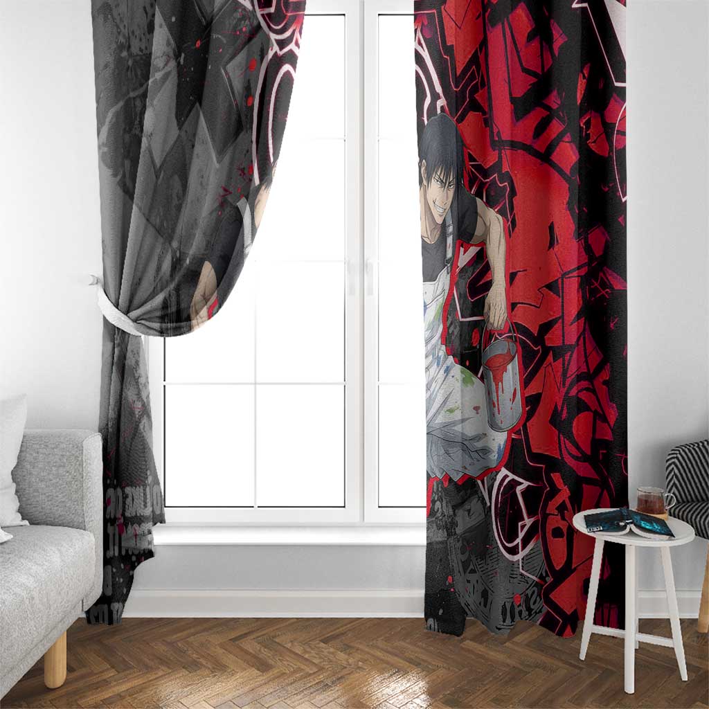Toji Fushiguro Window Curtain Urban Graffiti Anime Style