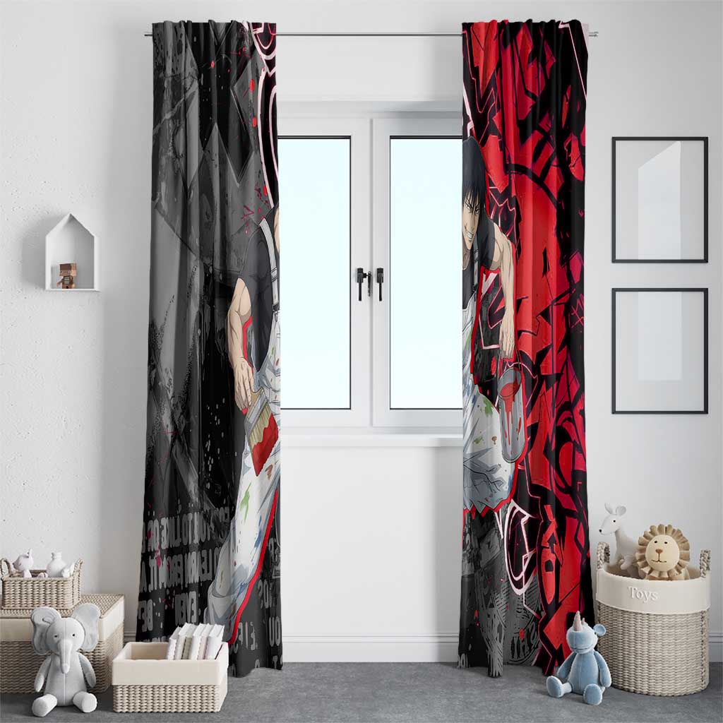 Toji Fushiguro Window Curtain Urban Graffiti Anime Style