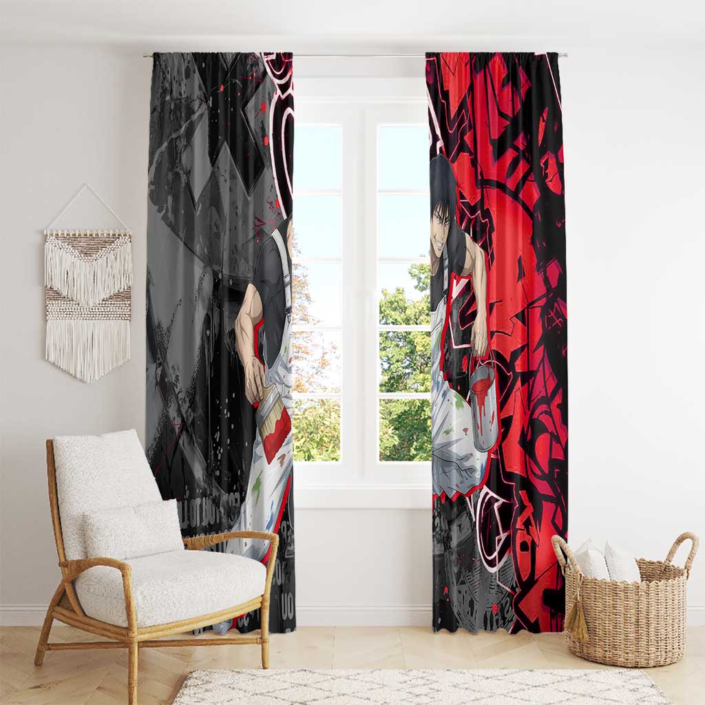 Toji Fushiguro Window Curtain Urban Graffiti Anime Style