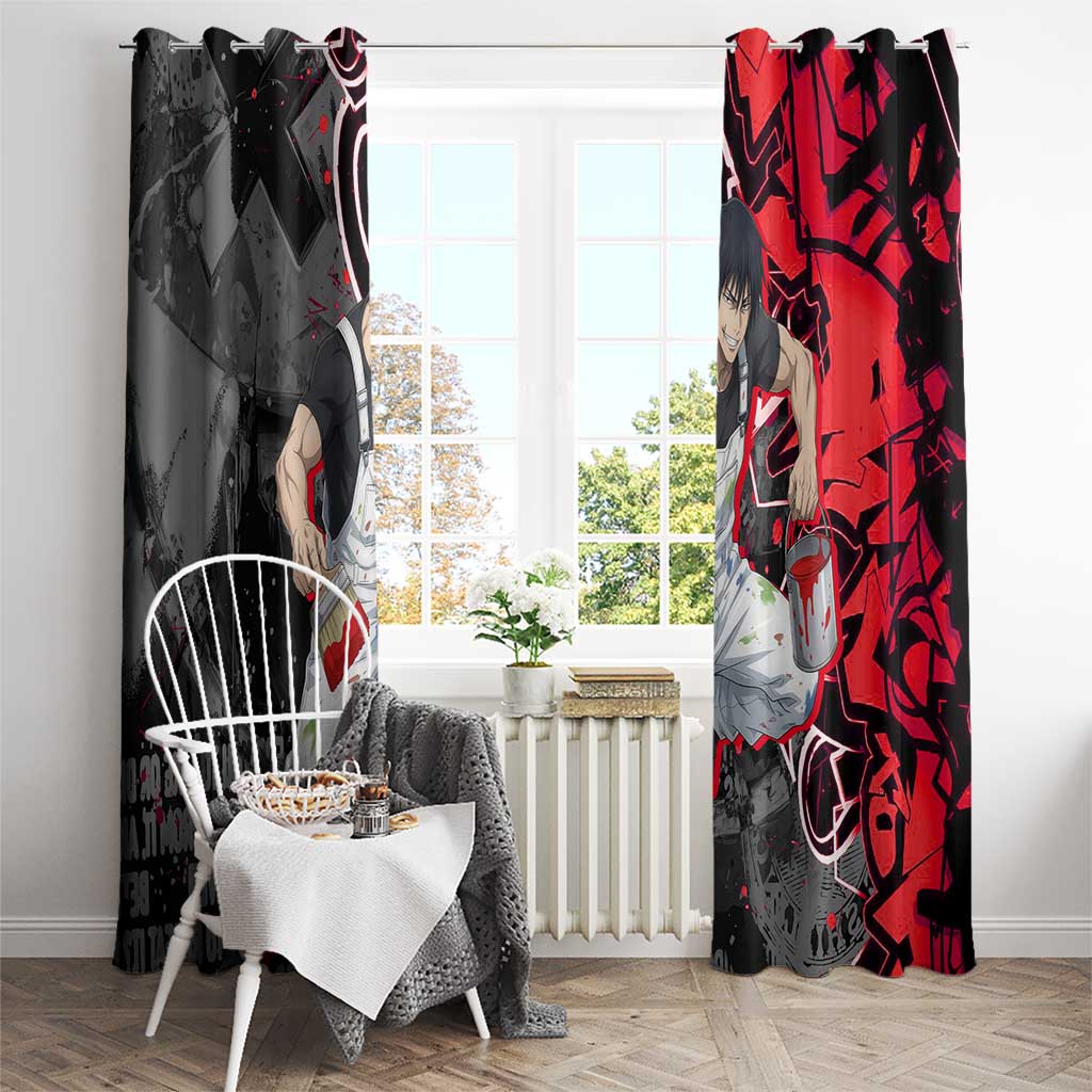 Toji Fushiguro Window Curtain Urban Graffiti Anime Style