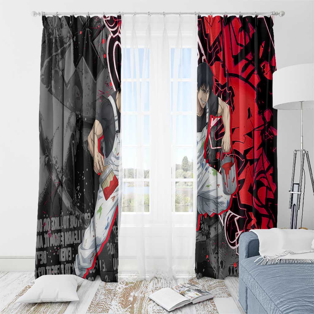 Toji Fushiguro Window Curtain Urban Graffiti Anime Style