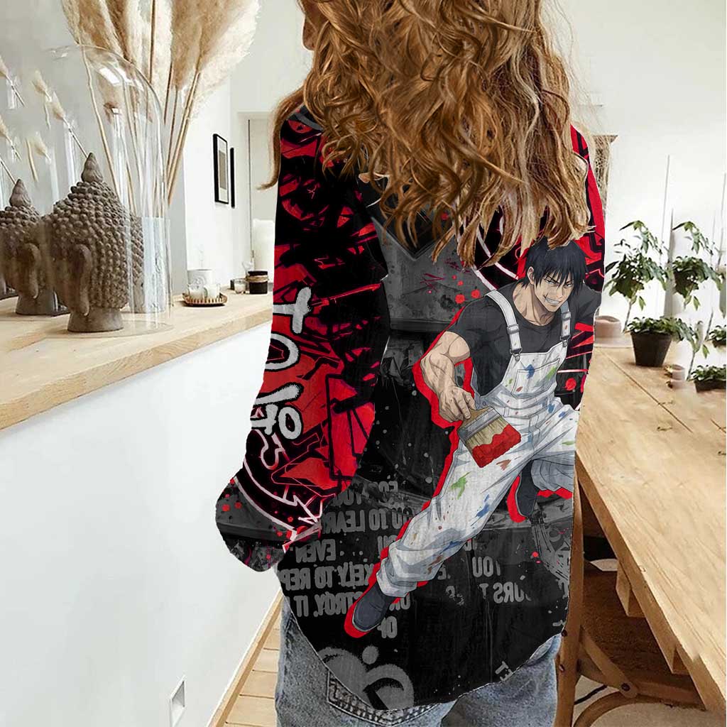 Toji Fushiguro Women Casual Shirt Urban Graffiti Anime Style