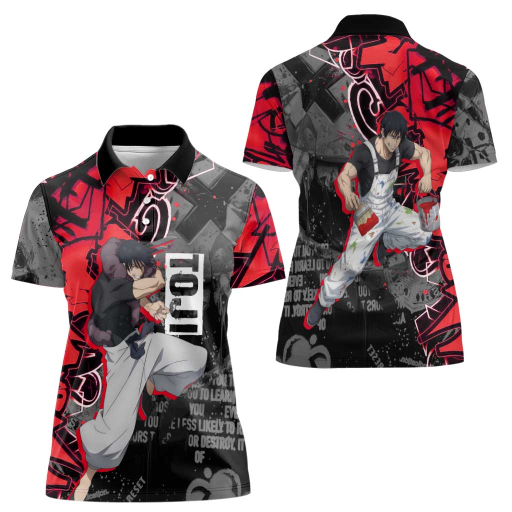Toji Fushiguro Women Polo Shirt Urban Graffiti Anime Style