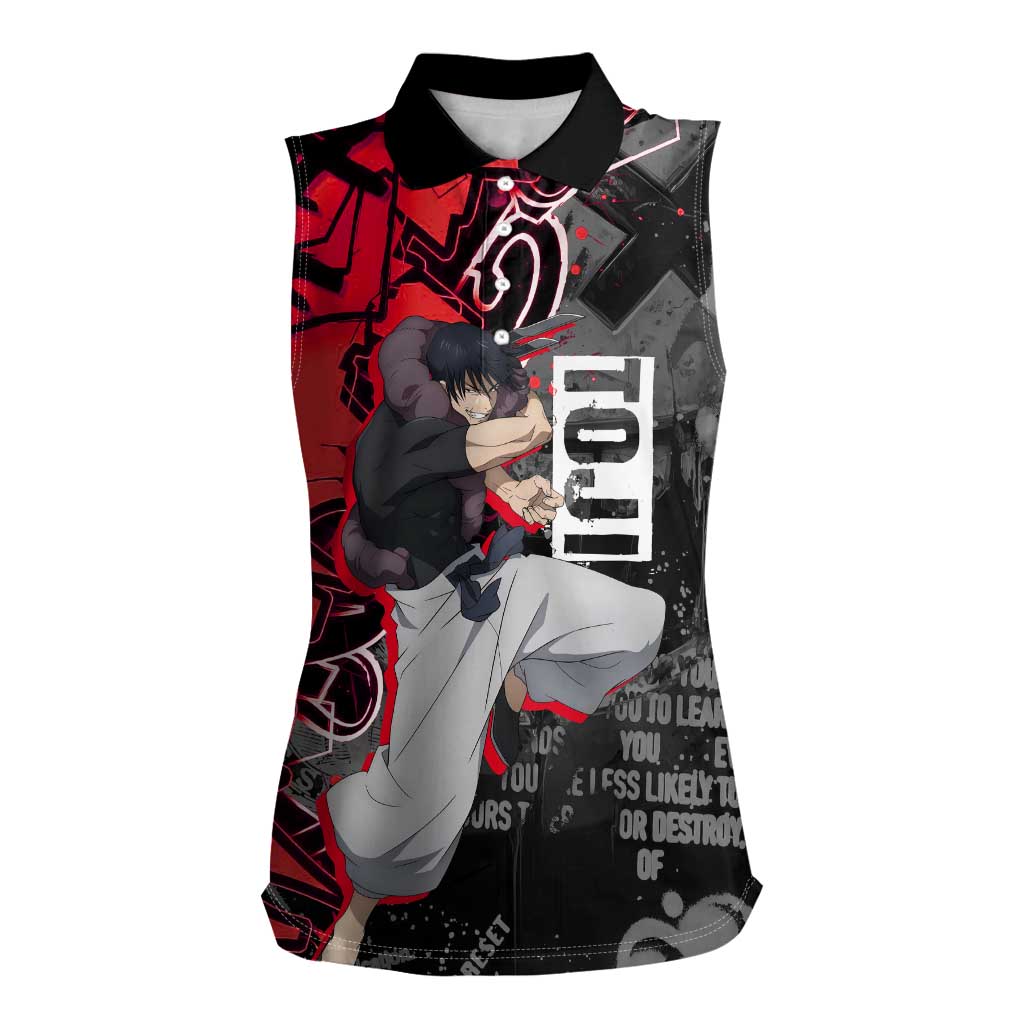 Toji Fushiguro Women Sleeveless Polo Shirt Urban Graffiti Anime Style