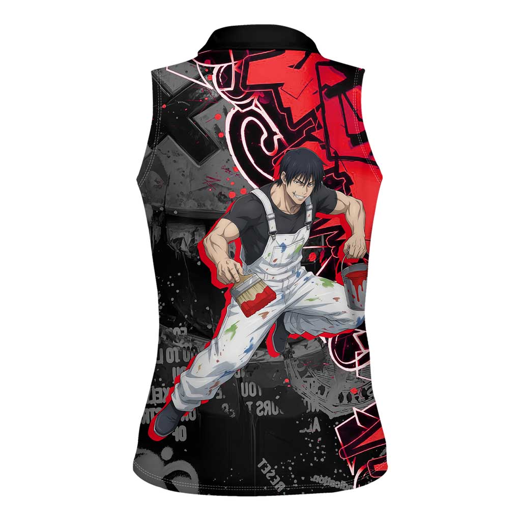 Toji Fushiguro Women Sleeveless Polo Shirt Urban Graffiti Anime Style