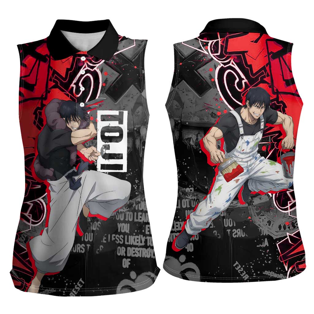 Toji Fushiguro Women Sleeveless Polo Shirt Urban Graffiti Anime Style