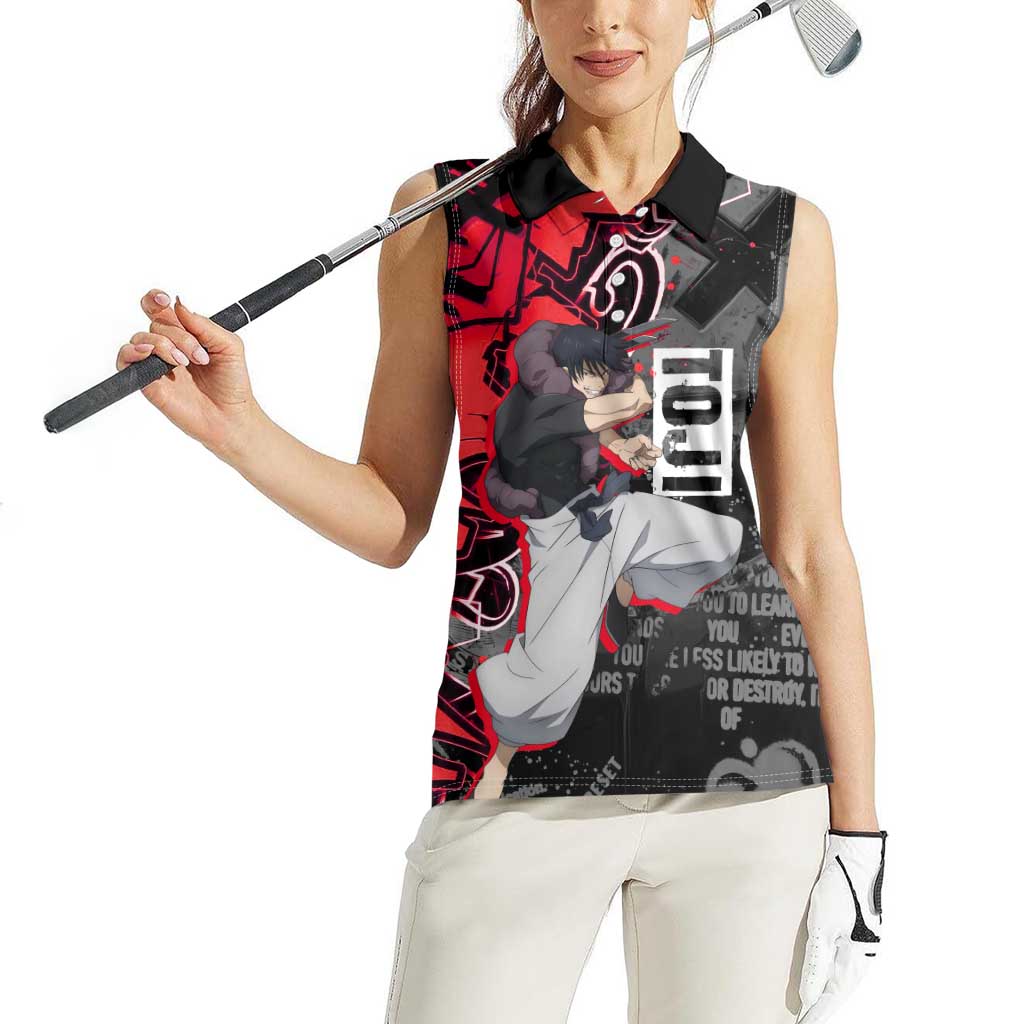 Toji Fushiguro Women Sleeveless Polo Shirt Urban Graffiti Anime Style