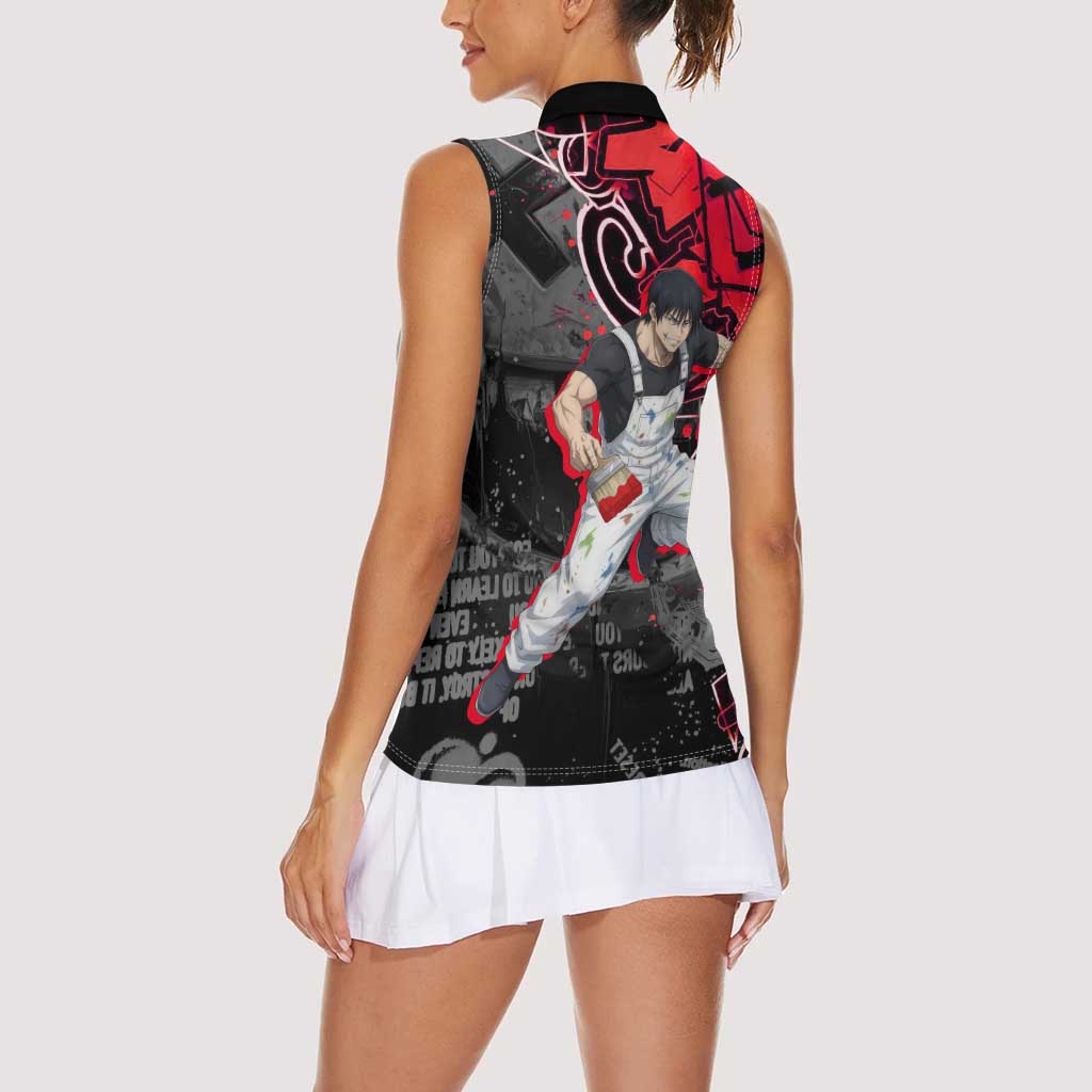 Toji Fushiguro Women Sleeveless Polo Shirt Urban Graffiti Anime Style