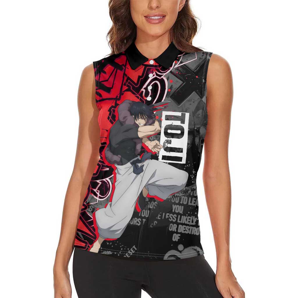 Toji Fushiguro Women Sleeveless Polo Shirt Urban Graffiti Anime Style