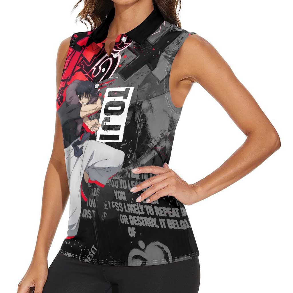 Toji Fushiguro Women Sleeveless Polo Shirt Urban Graffiti Anime Style