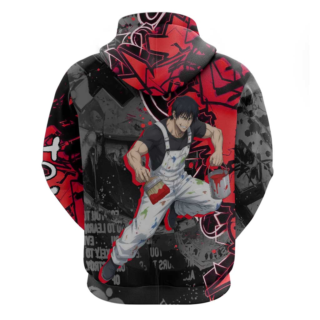 Toji Fushiguro Zip Hoodie Urban Graffiti Anime Style