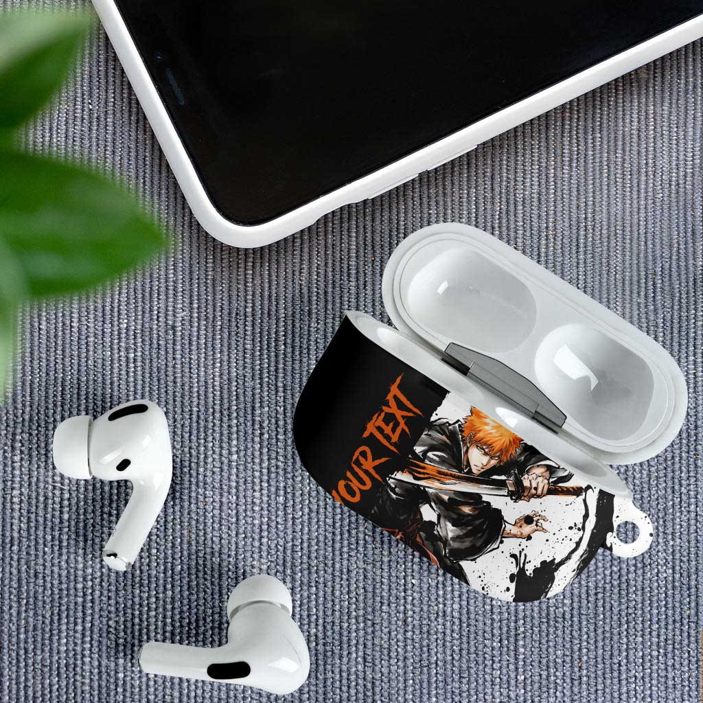 Personalized Ichigo Kurosaki AirPods Case Ink Splash Anime Brush Style