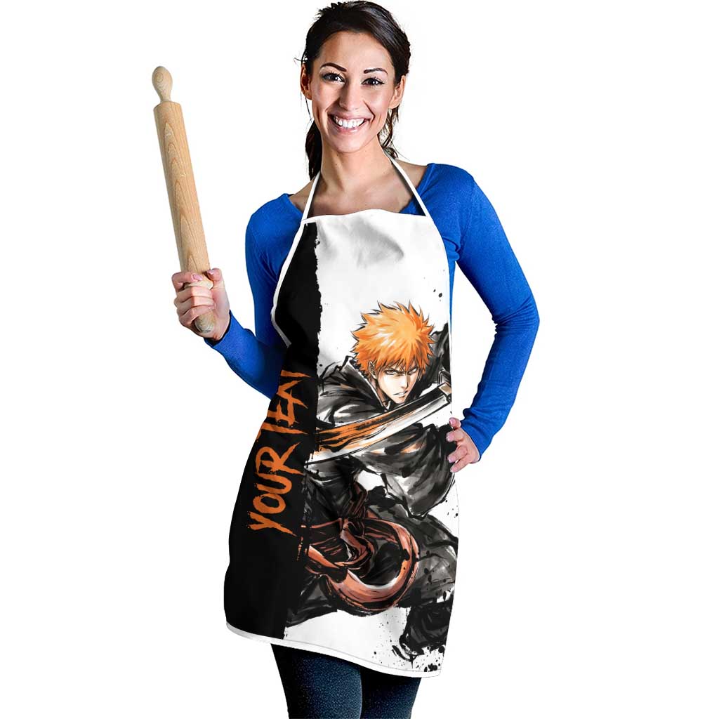 Personalized Ichigo Kurosaki Apron Ink Splash Anime Brush Style