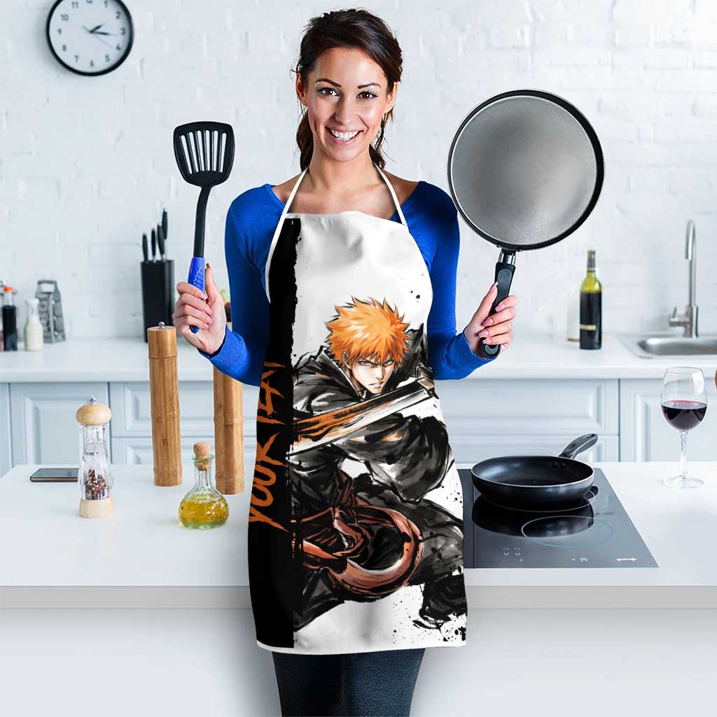 Personalized Ichigo Kurosaki Apron Ink Splash Anime Brush Style