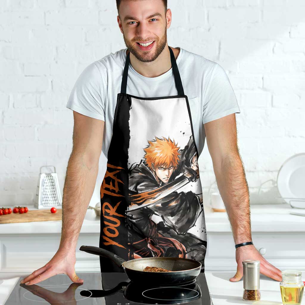 Personalized Ichigo Kurosaki Apron Ink Splash Anime Brush Style