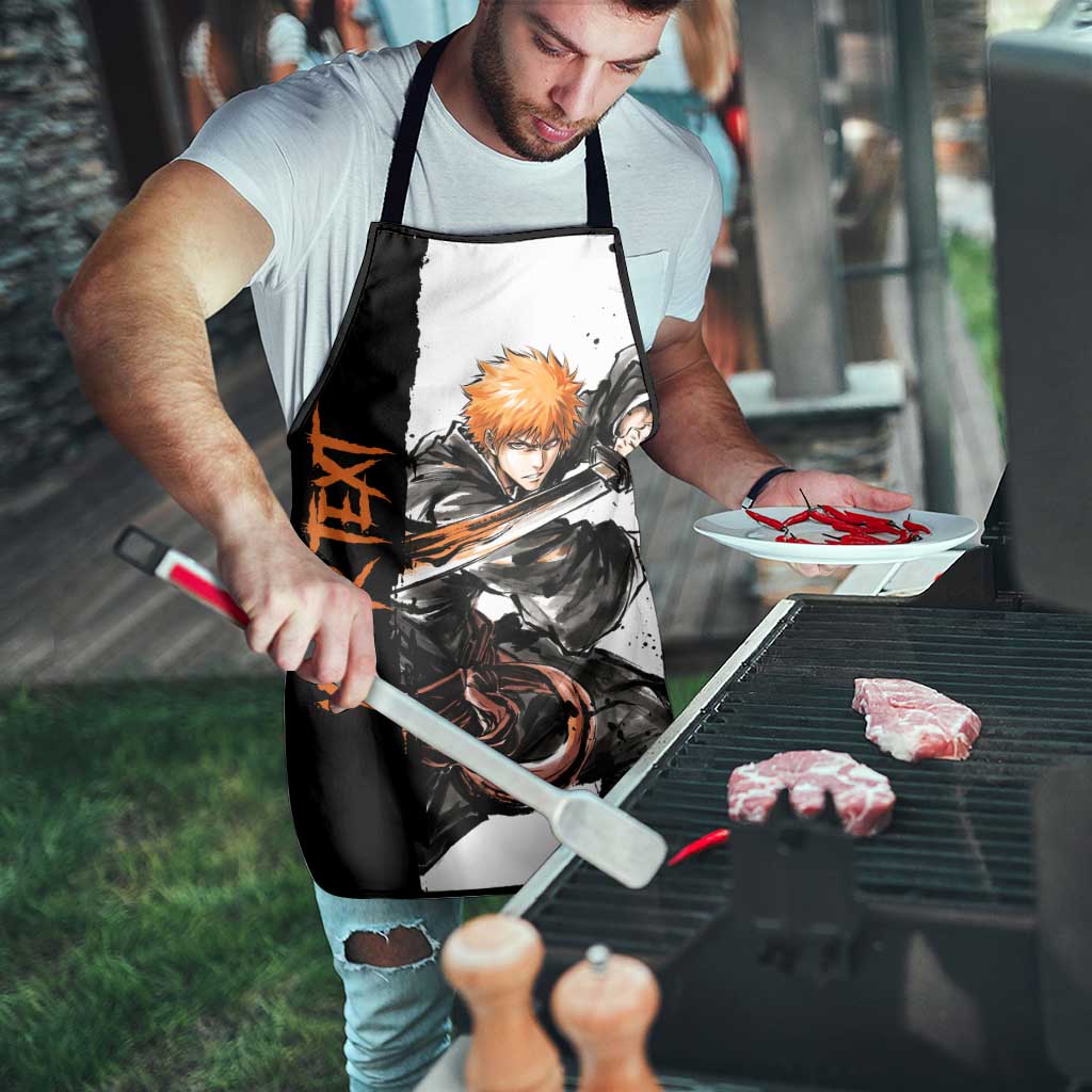 Personalized Ichigo Kurosaki Apron Ink Splash Anime Brush Style