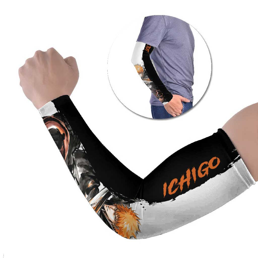Personalized Ichigo Kurosaki Arm Sleeves Ink Splash Anime Brush Style