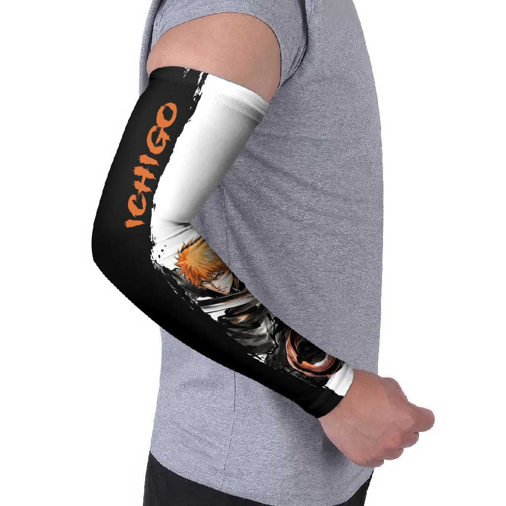 Personalized Ichigo Kurosaki Arm Sleeves Ink Splash Anime Brush Style