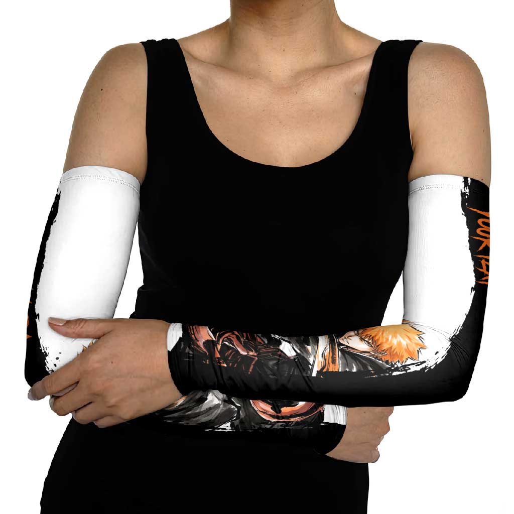 Personalized Ichigo Kurosaki Arm Sleeves Ink Splash Anime Brush Style