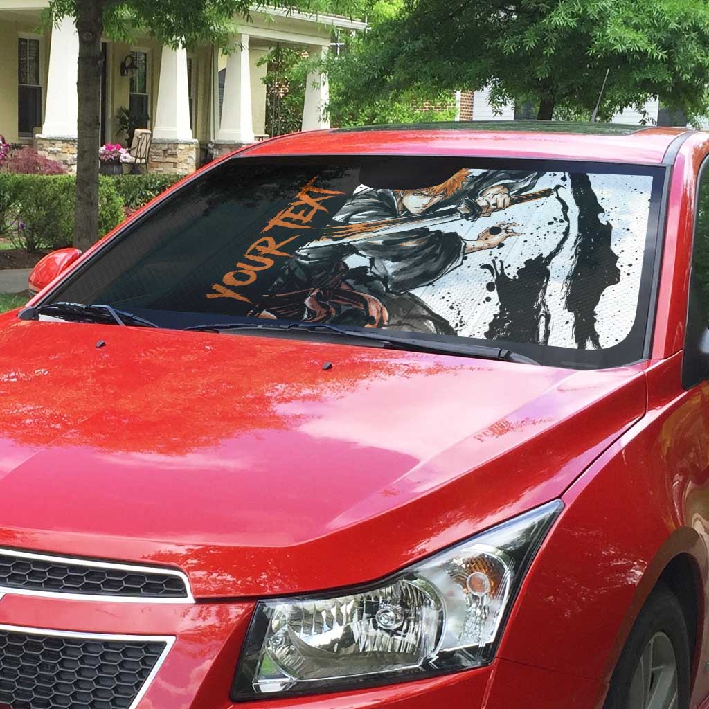 Personalized Ichigo Kurosaki Auto Sun Shade Ink Splash Anime Brush Style