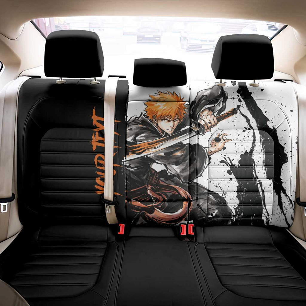 Personalized Ichigo Kurosaki Back Car Seat Cover Ink Splash Anime Brush Style