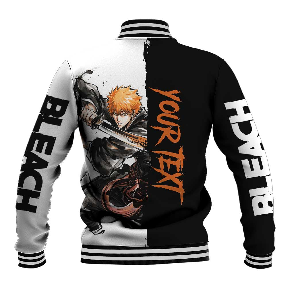 Personalized Ichigo Kurosaki Baseball Jacket Ink Splash Anime Brush Style