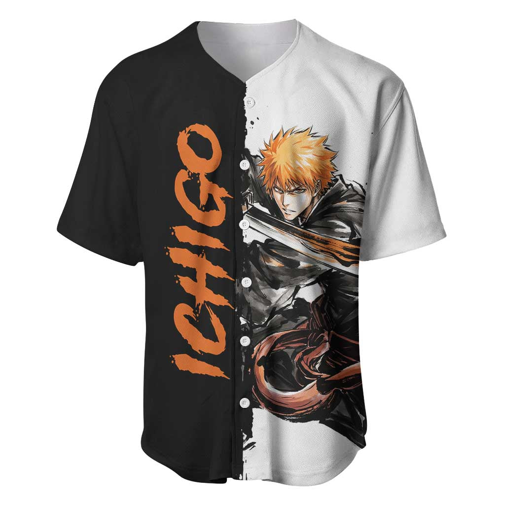 Personalized Ichigo Kurosaki Baseball Jersey Ink Splash Anime Brush Style