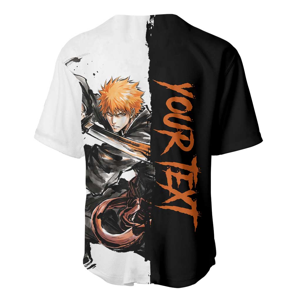 Personalized Ichigo Kurosaki Baseball Jersey Ink Splash Anime Brush Style